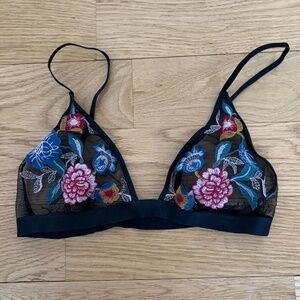 Urban Outfitters Floral Embroidered Mesh Bralette Size S
